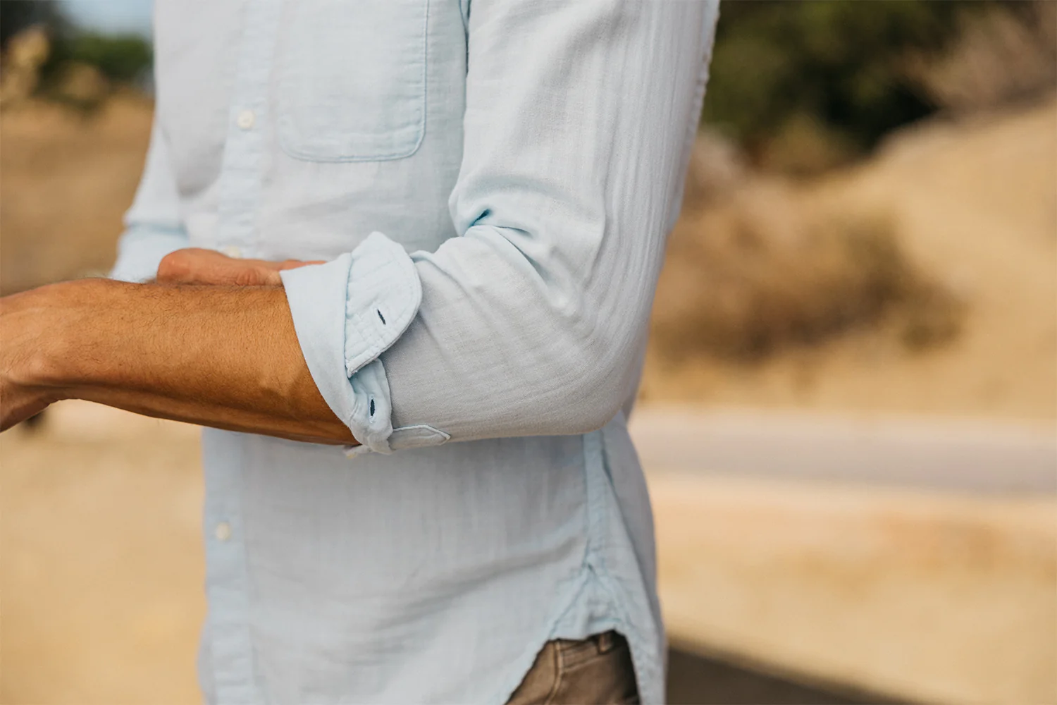 The Ripper Double Gauze Organic Cotton Shirt - Aqua Blue - Image 3
