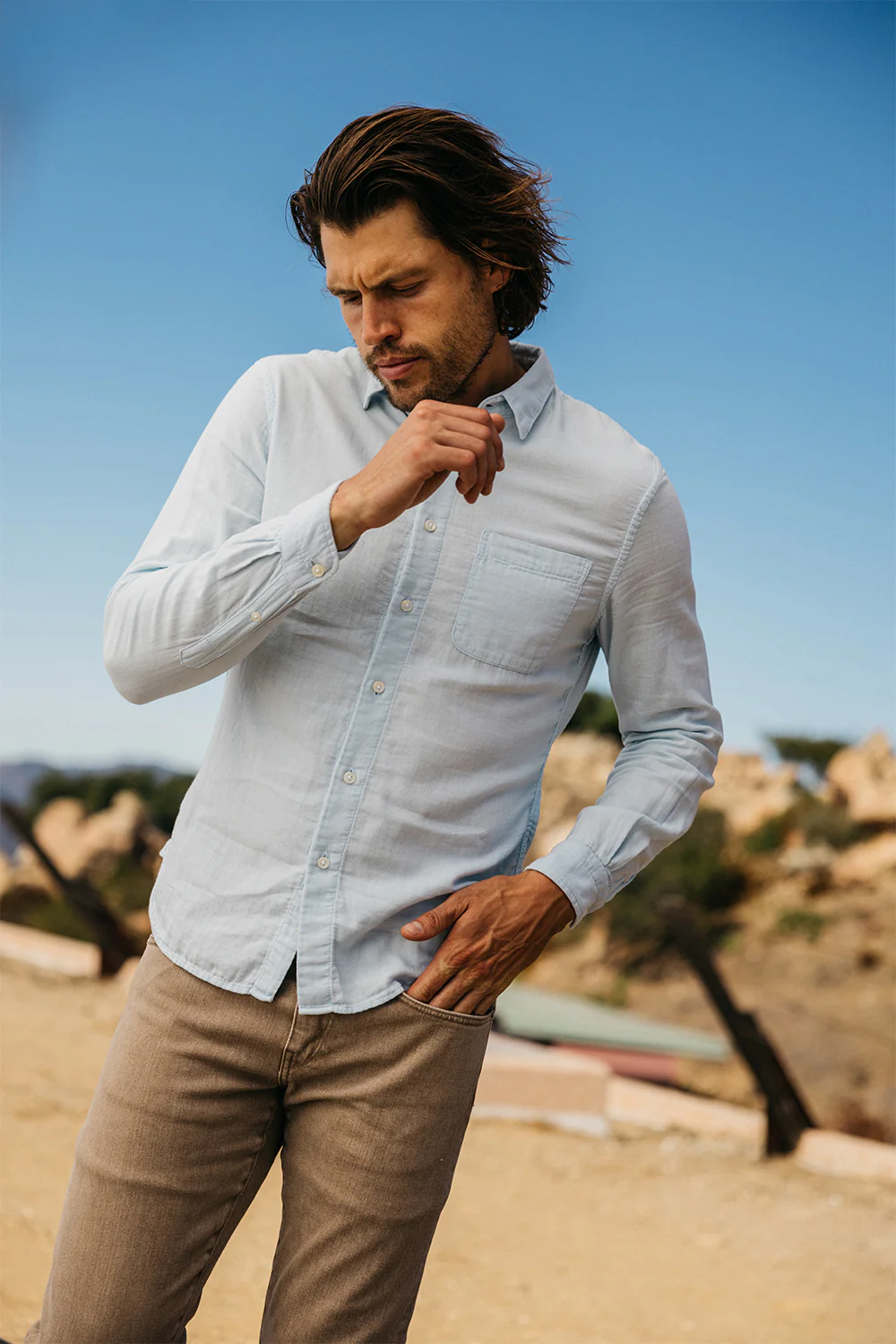 The Ripper Double Gauze Organic Cotton Shirt - Aqua Blue - Image 5